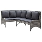 vidaXL Garten Ecksofa 2-TLG. Gartensofa Sofa Lounge Gartenmöbel Sitzgruppe Garnitur Rattansofa Gartenset Sitzgarnitur Poly Rattan Grau
