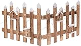 Spetebo Deko Holz Zaun mit 30 LED in natur - 100x40 cm - Mini Gartenzaun Winter Gatter beleuchtet