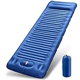 JEMULICE Isomatte Selbstaufblasend, 12CM Dicke Selbstaufblasbare Luftmatratze Camping, Ultraleicht Wasserdicht Aufblasbare Matratze mit Fußpressepumpe für Outdoor, Wandern, Tragbar Kleines Packmass