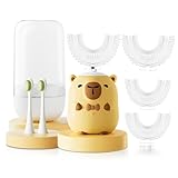 ELOTAME Elektrische Kinder-Zahnbürste, U-förmig, Cartoon-Capybara mit 6 Bürstenköpfen, vollständige Mundreinigung, Schallzahnbürste für Kleinkinder, automatische Zahnbürste mit IPX7 wasserdicht