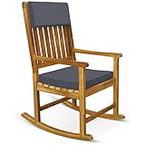 Casaria® Schaukelstuhl Gartenstuhl Holz Anthrazit 160kg Belastbar Bezug 30° Waschbar Armlehne Schaukelsessel Garten Balkon Stuhl Wetterfest Schwingsessel Akazie