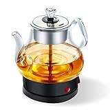 USMCPQVXN Tragbare elektrische Wasserkocher 1L Glas Wasserkocher, Schnell Erwärmende Wasserkocher Für Heißes Wasser, Wasserkocher Für Heißes Wasser, Tee, Automatische Abschaltung/Zier/Schwarz