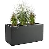 Pflanzwerk® Pflanzkübel TUB Anthrazit 30x60x30cm XXL – Rechteckig – Großer Fiberglas Blumenkübel für außen und innen - Frostbeständig - UV-Schutz - Markenqualität