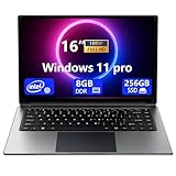 16-Zoll-Laptop, tragbarer Laptop mit 8 GB DDR und 256 GB SSD, erweiterbar auf 1 TB. Pentium-Quad-Core-Prozessor bis zu 2,64GHz. 9000-mAh-Akku. Mini-HDMI-Schnittstelle.Webcam. Schlanke Laptops