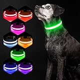 Hundehalsband Leuchtend USB Aufladbar - Leuchthalsband Hund 7 RGB Farbwechsel mit 8 Leuchtmodi, Dickes Verstellbares LED Hundehalsband Wasserdicht für Kleine Mittlere Große Hunde Leuchtendes Halsband