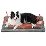 BEDSURE Selbstwärmende Hundematte für große Hunde – Katzenmatte für große Katzen mit Rutschfester Unterseite und seitlichem Griff, kleine Hundekäfigmatratze für Welpen und Katzen, 89 x 58 cm, grau