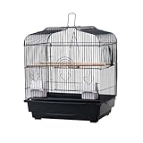 Crevyteg Reise-Vogelkäfig, Metallträger mit Griff, 2 Standstangen, 2 Futterbehälter und Schaukel Nymphensittichkäfig für kleine bis mittelgroße Papageien, Kanarienvögel, 46 x 36 x 52 cm