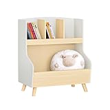 SoBuy Kinderregal Bücherregal Kinderzimmer Regal Aufbewahrungsregal für Kinder Kinderzimmer Möbel BHT ca. 60x68x37cm Grau-Natur KMB105-HG