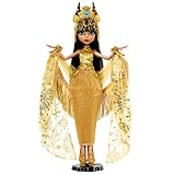 Monster High Howliday Puppe, Winteredition Cleo De Nile Sammelfigur im goldenen Kleid mit glänzenden Accessoires und schimmerndem Fransenschal, HXJ00, [Mehrfarbig]