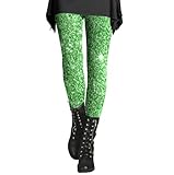 Nidddiv Glitzer Hose Damen Lang Eng, Glitzer Print Leggings Damen High Waist, Pailletten Hose Lang Silber Leggings Stretch Yogahose Pailettenhose Bequem Jogginghose Festliche Party Clubwear