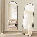 SONGMICS Ganzkörperspiegel, 160 x 50 cm, gewölbter Standspiegel, Rahmen aus Aluminiumlegierung, Hartglas, abgerundete Ecke, für Schlafzimmer, Wohnzimmer, Garderobe, tintenschwarz LFM051BD01