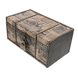 HEALLILY Vintage Schatztruhe aus Holz mit Passwortschloss, dekorative Schmuck-Aufbewahrungsbox für Zuhause, Büro, rustikales Design für Dokumente, Briefe und Halsketten, reichlich Stauraum