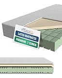 AM Qualitätsmatratzen - Premium Latex-Matratze 90x200cm mit Natur Latex - H3 - Hochwertige Matratze mit 4cm Latex-Auflage - 23cm Höhe - Made in Germany