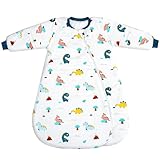 Schlafsack Baby Winter, Baby Schlafsack 3.5 Tog mit Abnehmbaren Langen Ärmeln Bio Baumwolle Babyschlafsack für Säuglinge Kleinkinder, 0-9 Monate