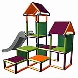 Spielturm Kletterturm Gesa mit Rutsche für Kleinkinder mit Kriechtunnel Mas (apfelgrün orange brombeer)