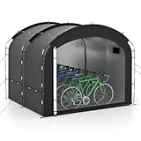 COSTWAY Fahrradgarage für 7-8 Fahrräder, Fahrradzelt wetterfest, Fahrradschuppen mit 2 Rolltüren, 2 Taschen & Tragetasche, tragbarer Zeltgarage für Outdoor, Garten, Rasen, 254 x 215 x 192 cm