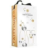 Taittinger Champagner Brut Réserve Weiss Frankreich mit zwei Gläsern im Geschenkkarton - Geschenkset inkl. FeinWert E-Book (1 x 0,75l)
