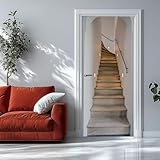 Selbstklebender Türaufkleber 86x200 cm – 3D Türtapete Treppe Moderner Stil – Seide Türposter für Wohnzimmer Schlafzimmer Kinderzimmer Tür Dekoration