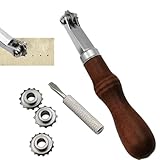 Lederhandwerk Nahtrad Werkzeugset mit 6 Teilen - Inkl. 4 Abstandsrädern, Kopierrad & Holzgriff für DIY Lederarbeiten wie Gürtel, Geldbörsen und Taschen