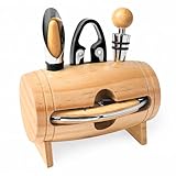 cailion Fass Form Korkenzieher Set,4 Stück Weinkorkenzieher-Set,Weinöffner Set,Weinzubehör Geschenkset,Wein Sommelier Sets mit Flaschenöffner,Weinverschlüsse (Bamboo001)