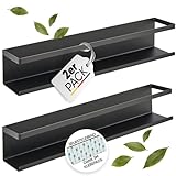 LIKAYA®️ Gewürzregal 2er Set – Schwarzes Metallregal für Gewürzgläser, ideal für Ankerkraut & Co. | Kein Bohren dank 3M™ Klebepads | Platzsparend, stilvoll & stabil – einfache Montage ohne Bohren!