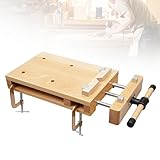 Tragbare Hobelbank, Mobile Werkbank 53x28x7 cm, Mini Werkbank aus Buchenholz Mobil Holz Schraubstock Workbench Arbeitstisch Werkstatt, Werktisch Holz für Klemmen und Hobeln