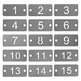 Rechteckige Metall-Nummernschilder aus Edelstahl, mit zwei Löchern (1–25)