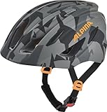 ALPINA PICO Flash - Beleuchteter, Leichter & Bruchfester Fahrradhelm Mit Fliegennetz Für Kinder, Black-camo orange Gloss, 50-55 cm