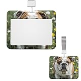 Ausweishalter aus Kunststoff, vertikaler Ausweishalter, englische Bulldoggen, Kartenetui, Ausweishülle, Schutz mit transparentem Fenster, Ausweis, Kreditkarte, für Büro, Arbeit, Krankenschwester