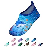 EDOTON Badeschuhe Kinder Mädchen Schwimmschuhe Wasserschuhe Strandschuhe Aquaschuhe Sommer Schwimmschuhe Strandschuhe Leichte Barfußschuhe Schnell Trockene Surfschuhe(EU 22-23,Hai)