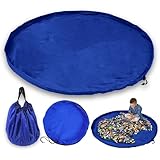 JJPRIME - Kinder Aufräumsack Spieldecke Kordelzug | Aufbewahrung Spielzeug Groß | Faltbar Spielzeugaufbewahrung Kinderzimmer | Play and Go Spielzeugsack - Schnelle Reinigung (150cm XL - Blau)