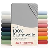 Laleni Oeko-TEX zertifiziertes Spannbettlaken 70x140 cm - 100% Baumwolle Kinderbettwäsche - Grau