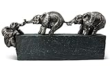 Skulptur “Familienbande” - Zeitloses Symbol für Zusammenhalt in der Familie & im Team - Elefanten Dekoration aus Marmorit 43 cm lang - Deko Figur Elefant