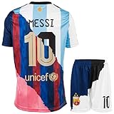 HUSSATEX Miami Argentinien Barcelona Trio Special Vintage Edition Leo #10 Kinder Fußball Trikot & Shorts Geschenkset Jugendgrößen (Mix, 164)