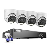 ANNKE 1080P Kabelgebundenes Überwachungskamera Aussen Set Set mit Audio, 8 Kanal 3K Lite DVR mit 4X 2MP Kameras mit Dual-Licht, Farb-Nachtsicht, Mensch-/Fahrzeugerkennung, IP67, 1TB Festplatte