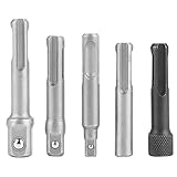 Koieam Steckschlüssel-Adapter-Set, 3-teiliger SDS-Plus-Stahl-Steckschlüssel-Adapter, 2-teiliger SDS-Steckschlüssel-Steckschlüssel-Sechskant-Verlängerung, Zubehör für
