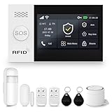 XNY Voller Touchscreen Funk Alarmanlage Haus, Haus Alarmanlage Komplett Set, GSM WLAN Alarmanlage Wohnung mit APP Alarm, 8-Stück-Kit (Fenster Tür Sensoren, Bewegungsmelder, Fernbedienungen, Sirene)