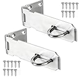2 Stück 4 Zoll Edelstahl Schloss Vorrichtung Türbeschlag, Schlossriegel Überfalle Schloss, Edelstahl Riegelschloss Haspe, Sicherheitsüberfalle mit Schrauben Riegel für Vorhängeschloss, Schränke, Tore