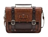 ECOSUSI Umhängetasche Damen Vintage Schultertasche Handtasche 32,5 x 25,4 x 8,9 cm Braun