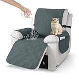 Bocguy Sesselschoner, Sesselbezug Wasserdicht, Sessel Überzug mit Seitentaschen, Sesselhusse Armlehnenschoner, rutschfest Sesselauflage für Relaxsessel und Fernsehsessel Maschinenwaschbar(Dunkelgrau)