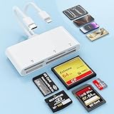 USB C + Lightning Multi Kartenleser für SD, CF, XD, Micro-SD, MS Karten, 5-in-2 Multi Speicherkartenleser SD Kartenleser Card Reader Adapter Hub für iPhone iPad MacBook Samsung Xiao-mi Smartphone