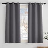 PONY DANCE Thermovorhang Kälteschutz Ösenschla 2er Set H 137 x B 90 cm Wohnzimmer Vorhänge Blickdicht Gardinen mit Ösen Grau Verdunklungsvorhänge Kurz Blackout Curtains