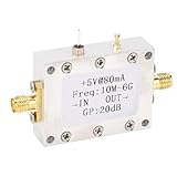 Hyuduo 10 M-6 GHz Verstärkermodul mit Hoher Ebenheit, 20 DB LNA SMA, Rauscharmer Verstärker für Funkempfänger, 5 V, 80 MA, Laborbedarf, Langlebiges Design aus Aluminiumlegierung
