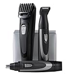 Remington The Works Bartschneider-Set mit fortschrittlichen Keramikklingen (6-teiliges Set: Bartschneider & Präzisionstrimmer mit Stoppelkamm, Nasen- und Ohrschneider, 45 Minuten Laufzeit, USB