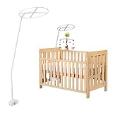 GAESHOW 2 in 1 Mobile Halterung Babybett, Freistehende Himmelstange für Betthimmel, Verstellbares Babybetten Wiege Himmelhalter für Moskitonetz Zubehör, Weiß