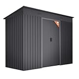 Wasabi Gartenhaus Metall 3,14m2 Light Anthracite – 238x130x202cm - Doppelte Schiebetür - Lüftungsgitter – Flachdach - Geräteschuppen – Gerätehaus Outdoor Wetterfest - Anthrazitgrau