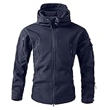 Generisch Herren Einfarbig Reißverschluss Design Atmungsaktiv Winddicht Outdoor Kapuzenjacke Bequeme Lockere Jacke Tennisjacke Herren (Blue, L)