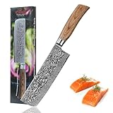 Wakoli EDIB Nakiri Messer 18 cm Klinge aus 67 Lagen Damaststahl mit VG10-Kern I Scharfes Gemüsemesser & Küchenmesser für feine Schnitte I Scharfe Messer mit Pakkaholzgriff in Geschenkbox