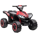 HOMCOM Kinder Quad Elektro 12V Kinderquad mit Vorwärts-, Rückwärtsfunktion, Musik, USB-Anschluss, Hupe, LED-Scheinwerfer 3-6km/h Elektro-Quad für Kinder 3-5 Jahre Rot
