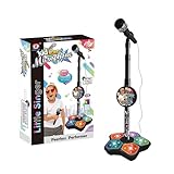 Karaoke Maschine Für Kinder – Stabiles Sing Spielzeug Mit Einstellbarer Höhe, Robuste Kinder Mikrofon Set Mit Lichtern | Perfektes Geburtstags Geschenk Spielspaß Für Feiertage Alltag Unterhaltung Zuha